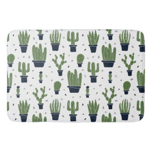 Rustic Dark Green Cactus Desert Pattern Badmat