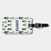 Rustic Dark Green Cactus Desert Pattern Bagagelabel (Voorkant horizontaal)