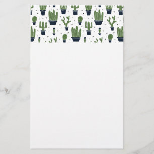 Rustic Dark Green Cactus Desert Pattern Briefpapier