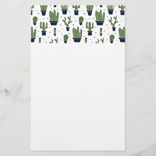 Rustic Dark Green Cactus Desert Pattern Briefpapier (Voorkant)