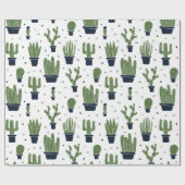 Rustic Dark Green Cactus Desert Pattern Cadeaupapier (Vlak)