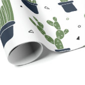 Rustic Dark Green Cactus Desert Pattern Cadeaupapier (Rol Hoek)