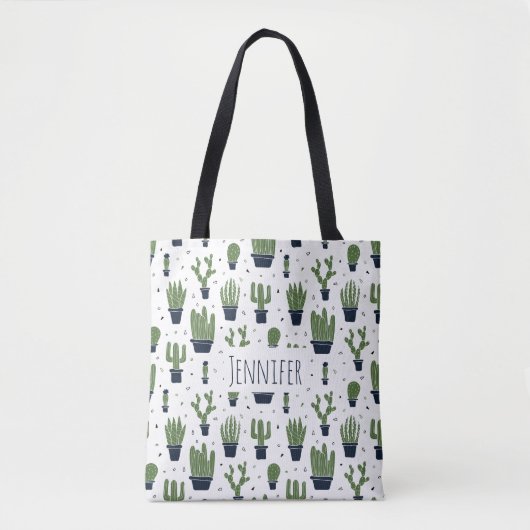 Rustic Dark Green Cactus Desert Pattern Draagtas (Voorkant)