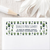 Rustic Dark Green Cactus Desert Pattern Etiket (Insitu)