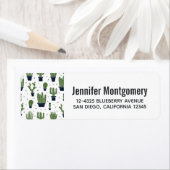 Rustic Dark Green Cactus Desert Pattern Etiket (Insitu)