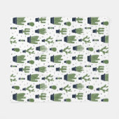 Rustic Dark Green Cactus Desert Pattern Fleece Deken (Voorkant (Horizontaal))