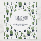 Rustic Dark Green Cactus Desert Pattern Hartelijk  Wijn Etiket (Enkel label)