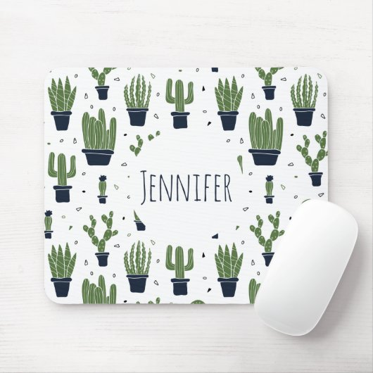 Rustic Dark Green Cactus Desert Pattern Muismat (Met muis)