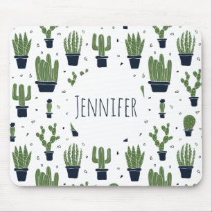 Rustic Dark Green Cactus Desert Pattern Muismat