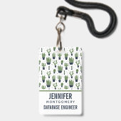 Rustic Dark Green Cactus Desert Pattern Professie Badge (Voorzijde met lanyard)