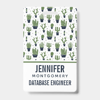 Rustic Dark Green Cactus Desert Pattern Professie Badge