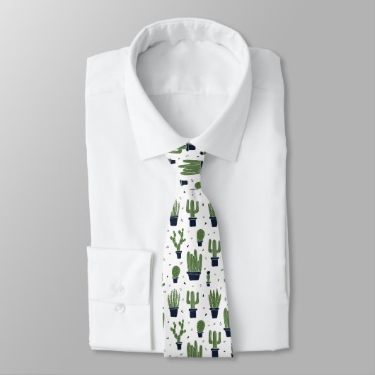 Rustic Dark Green Cactus Desert Pattern Stropdas (Gebonden)
