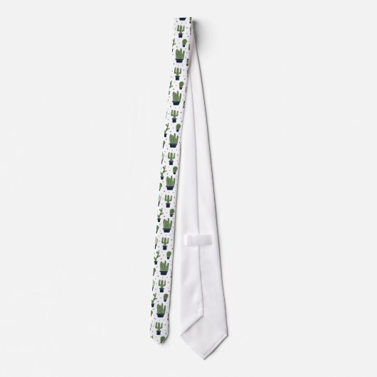 Rustic Dark Green Cactus Desert Pattern Stropdas (Achterkant)