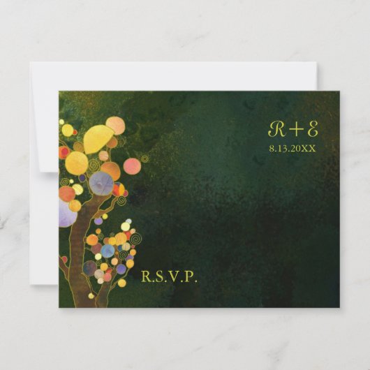Rustic Dark Green Wedding RSVP (Voorkant)