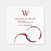 Rustic Dark Red Wine Stain Wedding Monogram Servet (Voorkant)