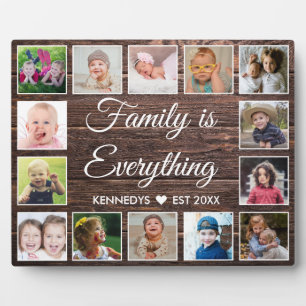 Rustic Dark Wood 14 Foto Collage Family Quote Fotoplaat