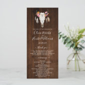Rustic Dark Wood Antler Programme de mariage du cr (Debout devant)