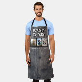 Rustic Dark Wood Beste vader 3 Foto's Keepslag Schort (Gedragen)