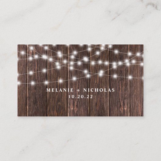 Rustic Dark Wood en lantaarns trouwreceptie Informatiekaartje (Achterkant)