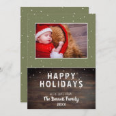 Rustic Dark Wood Feestdagen Fotokaart (Voorkant / Achterkant)