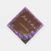 Rustic Dark Wood Paarse Floral Butterfly Wedding Servet (Hoek)