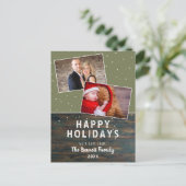 Rustic Dark Wood Snow Holiday 2 Briefkaart (Staand voorkant)