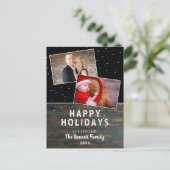 Rustic Dark Wood Snow Holiday 2 Briefkaart (Staand voorkant)