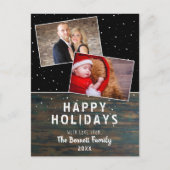 Rustic Dark Wood Snow Holiday 2 Briefkaart (Voorkant)