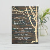 Rustic Dark Wood Tree Herfst Winter Weddenschap Kaart (Staand voorkant)