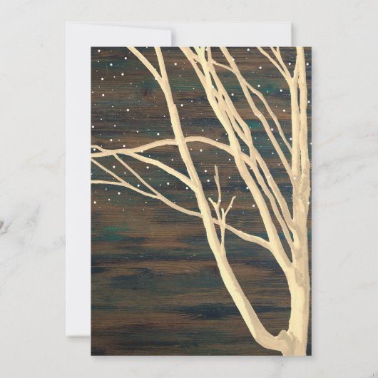 Rustic Dark Wood Tree Herfst Winter Weddenschap Kaart (Achterkant)