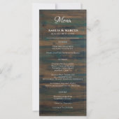 Rustic Dark Wood White Script Weddenschap Menu (Voorkant)