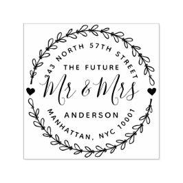 Rustic De Toekomst Mr & Mrs Bruiloft Retouradres Zelfinktende Stempel