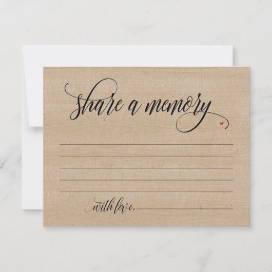 Rustic Deel A Memory Sympathie, Memorial Note Card Kaart (Voorkant)