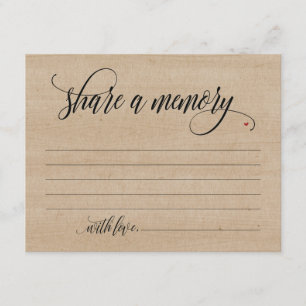 Rustic Deel A Memory Sympathie, Memorial Note Card Kaart