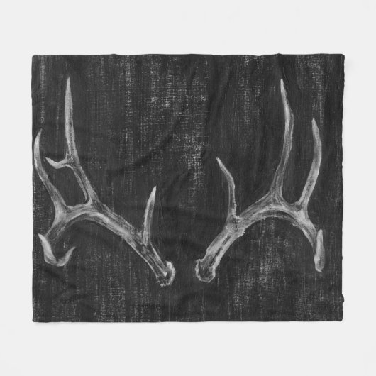 Rustic Deer Animal Head op het karton Fleece Deken (Voorkant (Horizontaal))