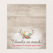 Rustic Deer Antler Bohemian Floral Wood Dank je Kaart (Buitenkant ongevouwen)