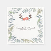RUSTIC Deer Antler en Greenery, Peach Servet (Voorkant)