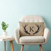 Rustic Deer Antler met Monogram Faux Burlap Kussen (Stoel)