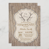 Rustic Deer Antler Oh Deer Invitation Baby shower (Devant / Derrière)