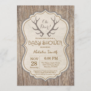 Rustic Deer Antler Oh Deer Invitation Baby shower