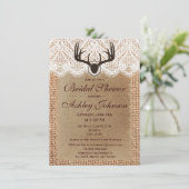 Rustic Deer Antlers Bridal Shower Invitations Kaart (Staand voorkant)