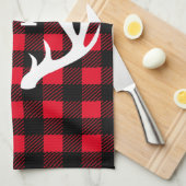 Rustic Deer Antlers & Buffalo Check Pset Theedoek (Quarter Fold)