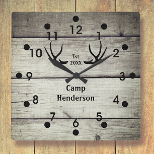 Rustic Deer Antlers Cabin Wall klok