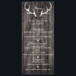 Rustic Deer Antlers & Carved Heart Menu Mariage<br><div class="desc">Carte de menu Mariage Blue Nautical Ancre & Stripes. Les éléments correspondants de cette conception sont disponibles.</div>