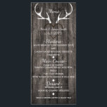 Rustic Deer Antlers & Carved Heart Menu Mariage<br><div class="desc">Carte de menu Mariage Blue Nautical Ancre & Stripes. Les éléments correspondants de cette conception sont disponibles.</div>