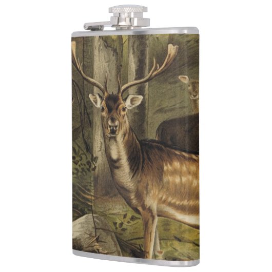 Rustic Deer Antlers Gepersonaliseerde erlenmeyer Heupfles (Links)