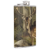 Rustic Deer Antlers Gepersonaliseerde erlenmeyer Heupfles (Rechts)