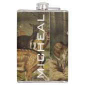 Rustic Deer Antlers Gepersonaliseerde erlenmeyer Heupfles (Achterkant)