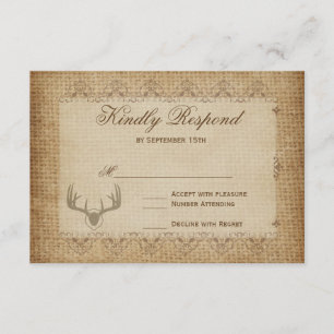 Rustic Deer Antlers jaagende RSVP-kaarten RSVP Kaartje