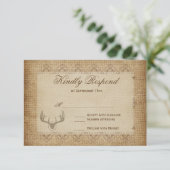 Rustic Deer Antlers jaagende RSVP-kaarten RSVP Kaartje (Staand voorkant)